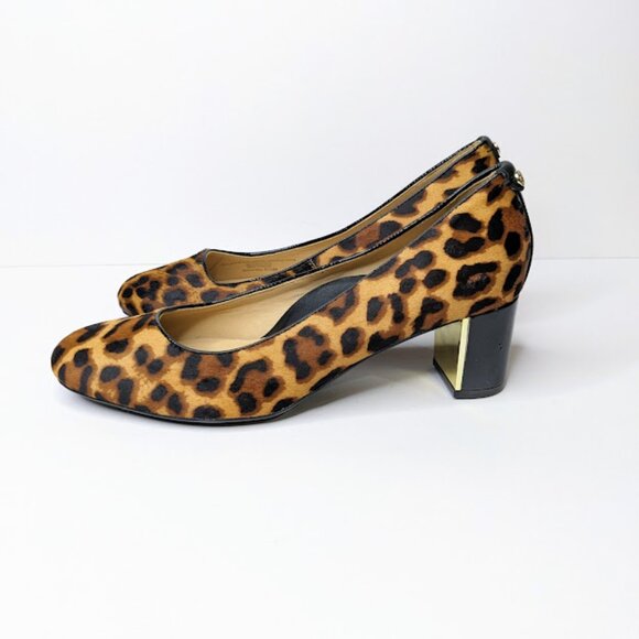 Nurture Leopard Print Pumps Womens 8.5 Calf Hair Animal Print Casual Work Heels - Picture 3 of 8